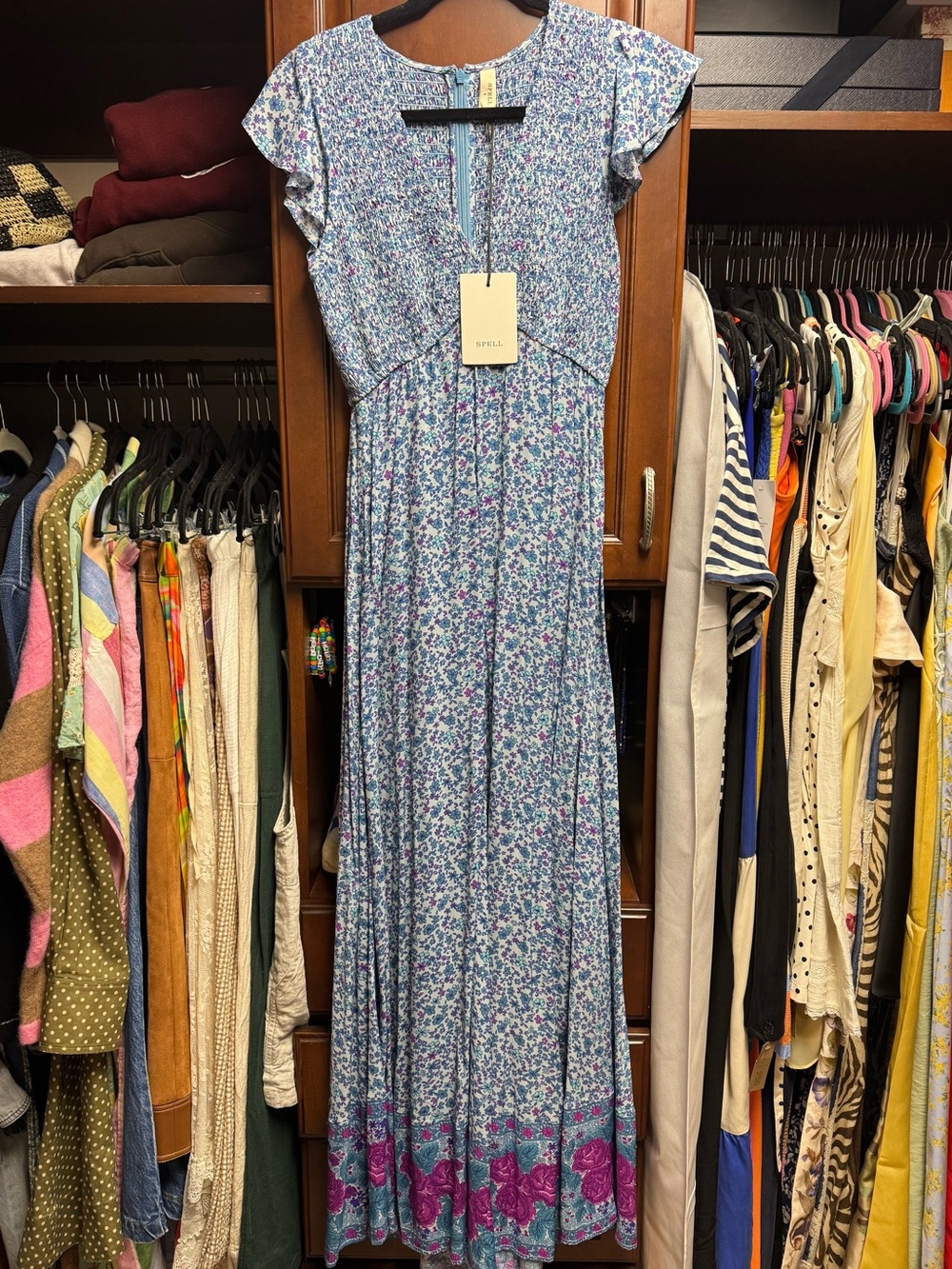 Spell Love Jetty Shirred Jumpsuit - Blue Nirvana - NWT